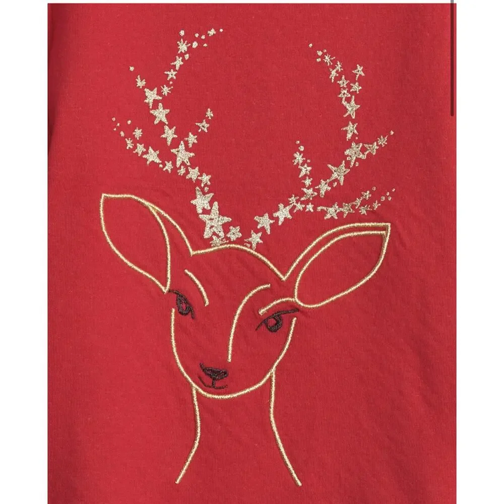 GAP toddler girl sz. 4 T puffy sleeves red sweatshirt deer print